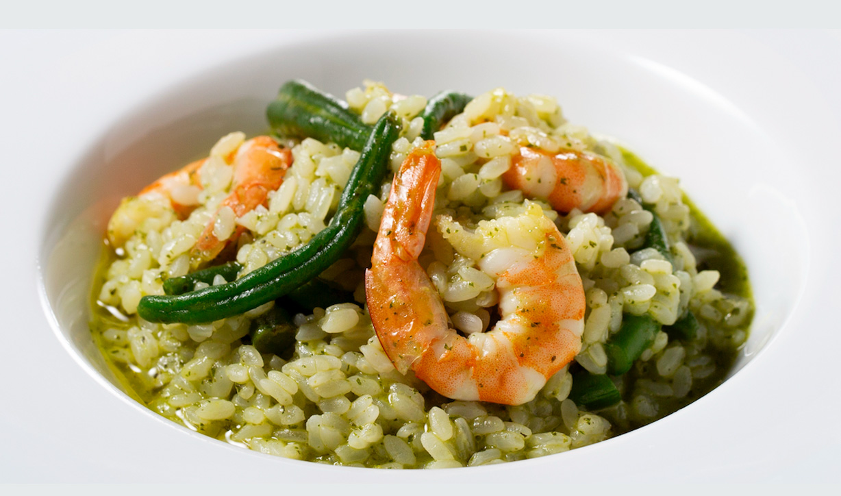 エビとインゲンのジェノベーゼリゾット