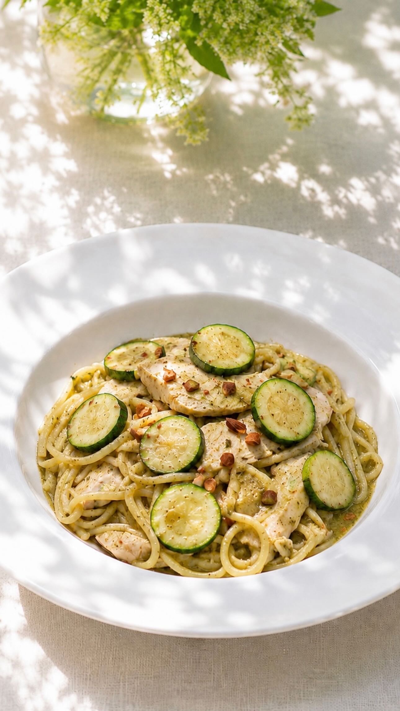 エビとインゲンのジェノベーゼパスタ